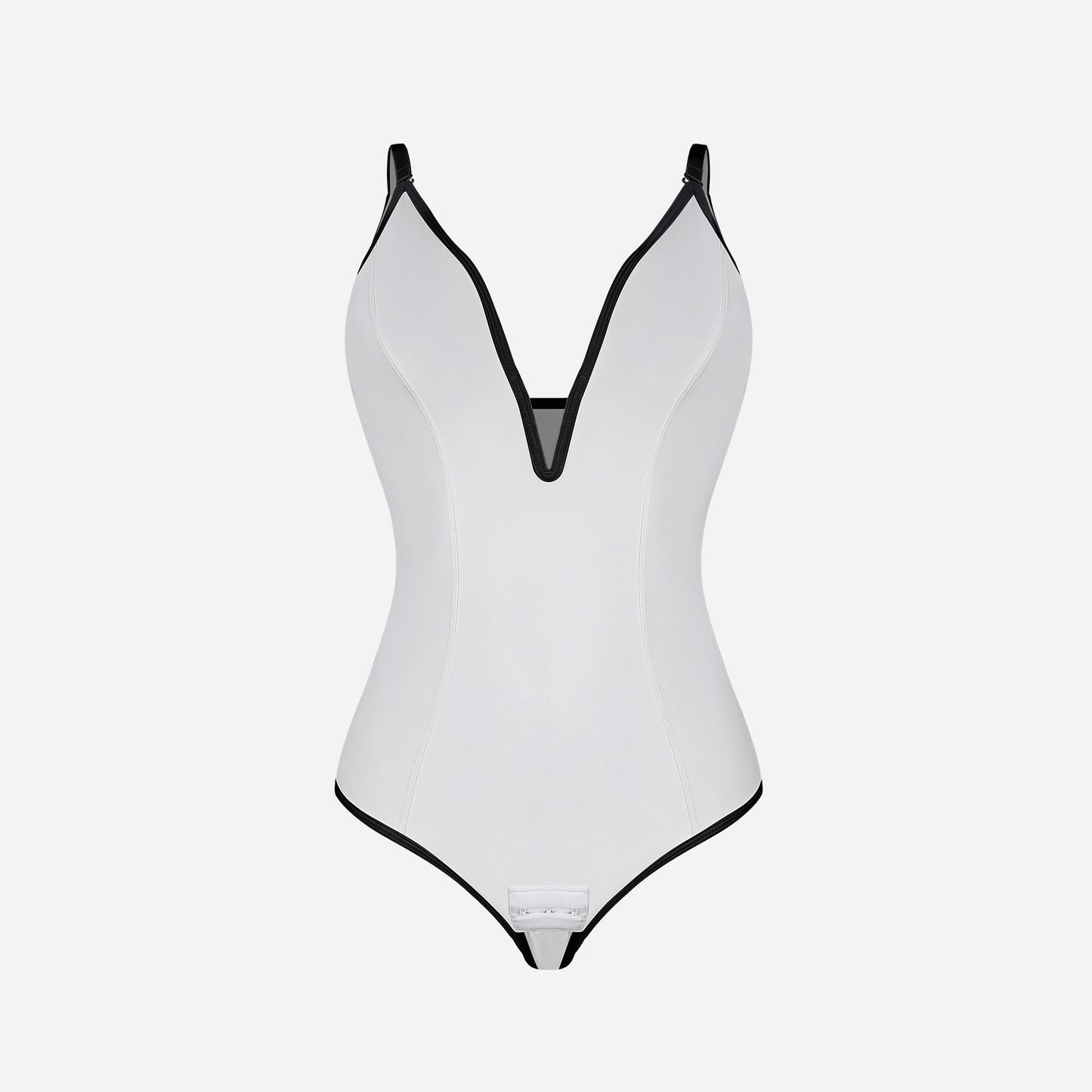 ESONA – Shapewear String Bodysuit met Diepe V en Rugloos Design - LivingCurves Wit / S