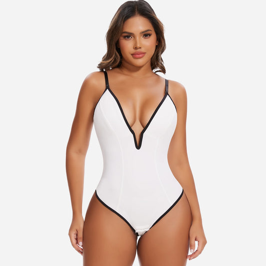 ESONA – Shapewear String Bodysuit met Diepe V en Rugloos Design - LivingCurves Zwart / S