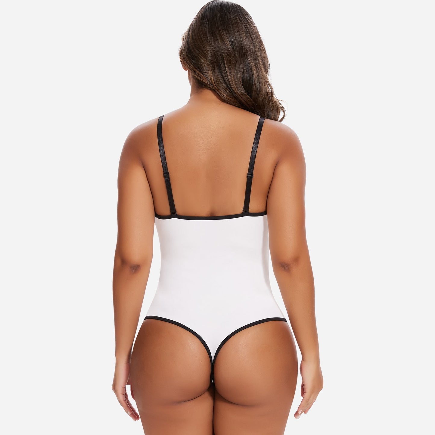 ESONA – Shapewear String Bodysuit met Diepe V en Rugloos Design - LivingCurves Zwart / S