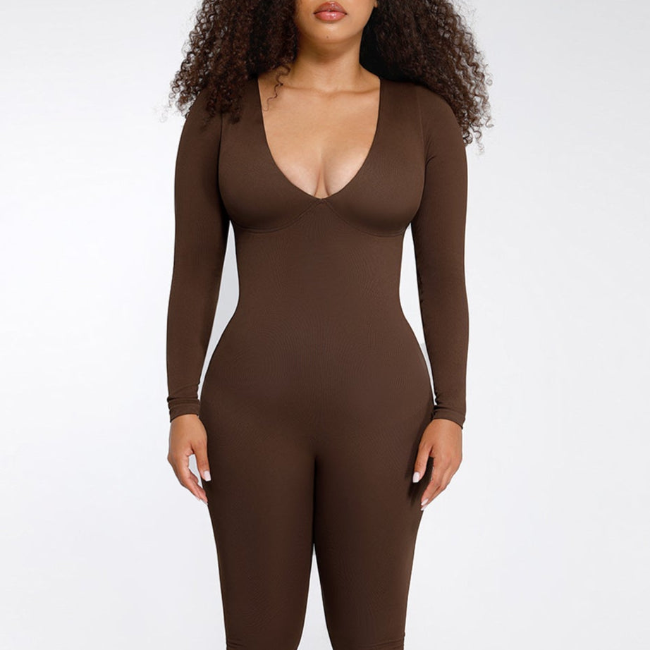 IORAH – Naadloze Slimming V Catsuit - LivingCurves Bruin / XS/S