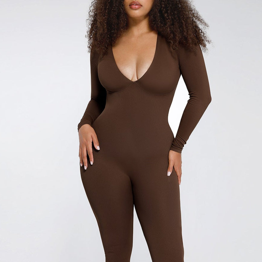 IORAH – Naadloze Slimming V Catsuit - LivingCurves Bruin / XS/S