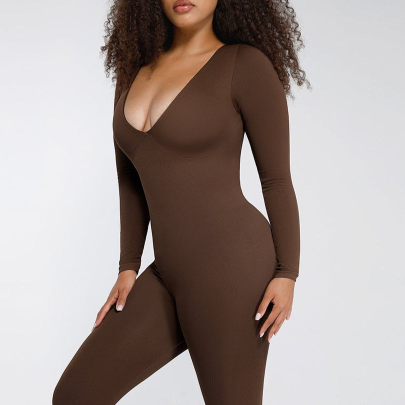 IORAH – Naadloze Slimming V Catsuit - LivingCurves Bruin / XS/S