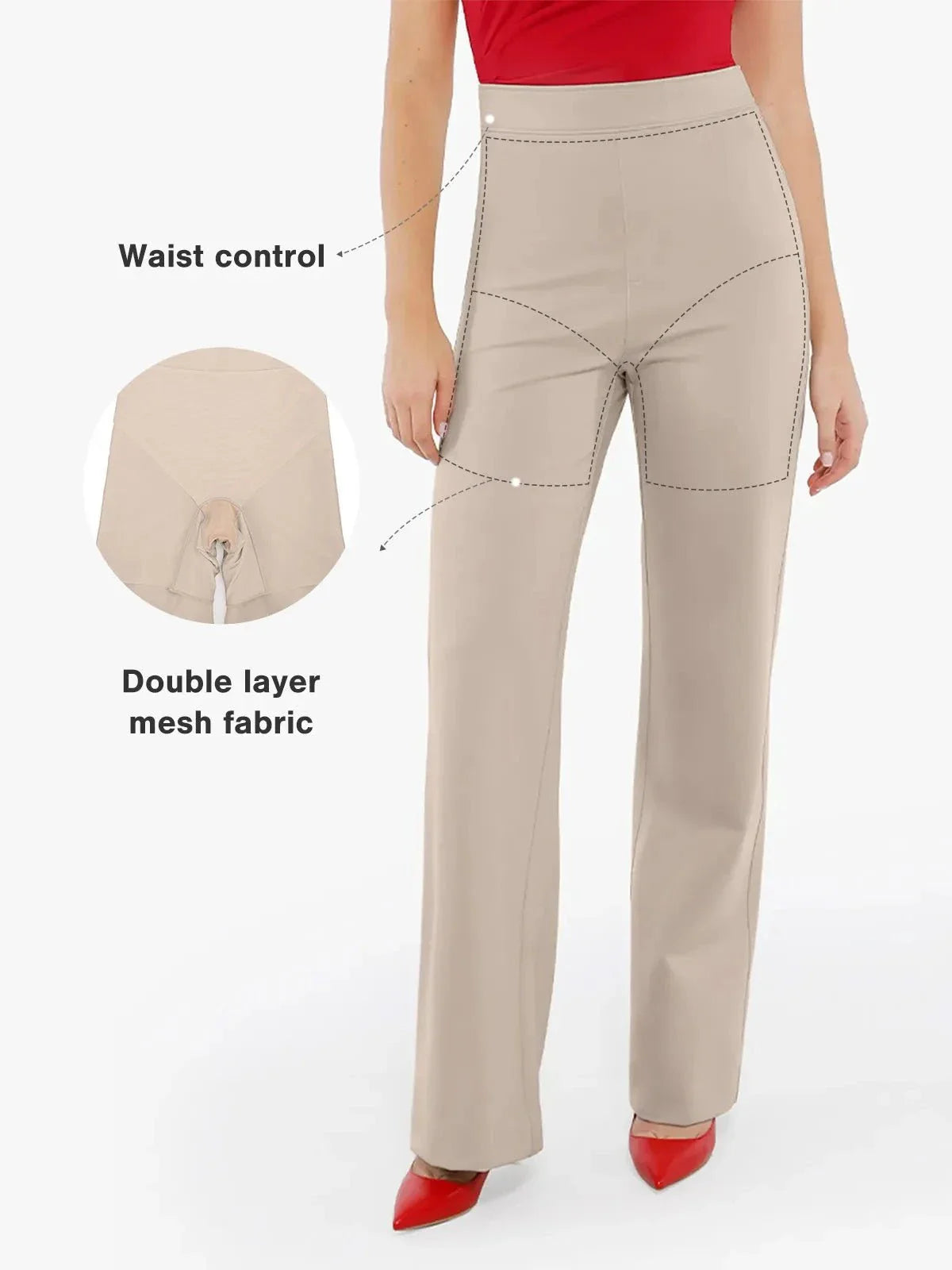 SELENE – Shaping Ponte Wide-Leg Pants - LivingCurves Business Casual Pants Zwart / XS