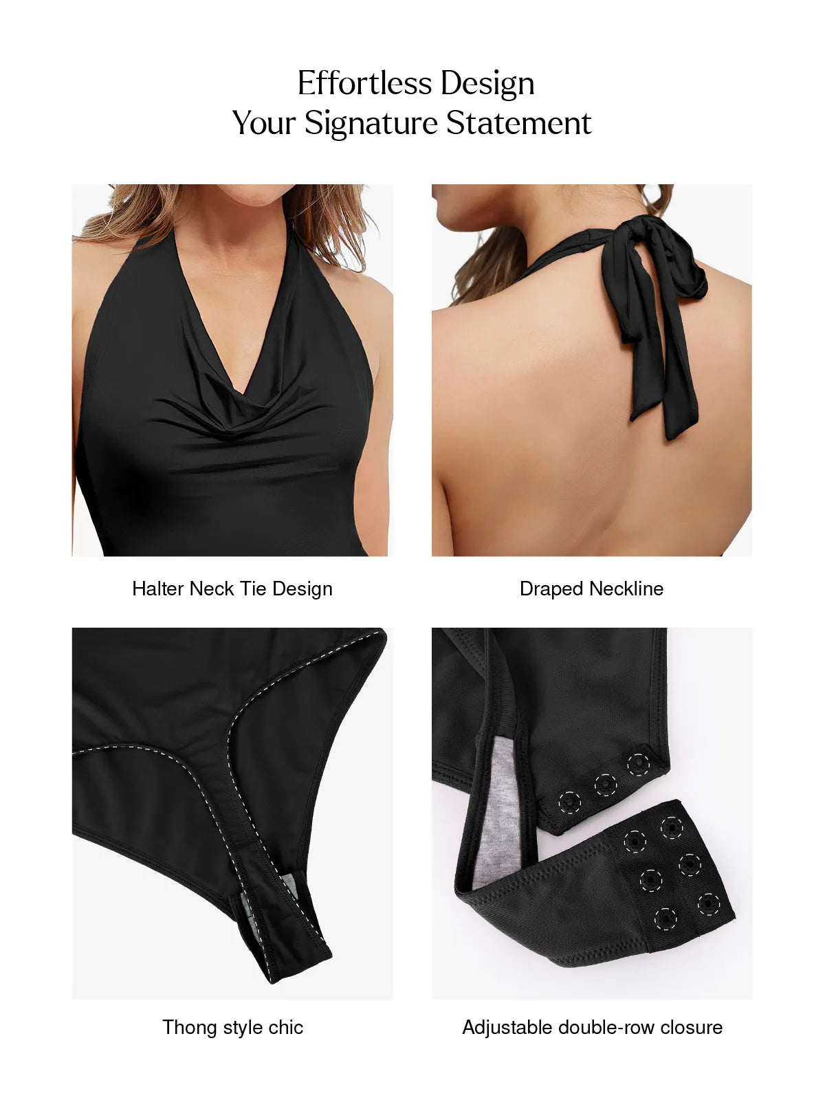 Shapewear Cowl Neck Halter Tummy Control Bodysuit - LivingCurves Pink / XS