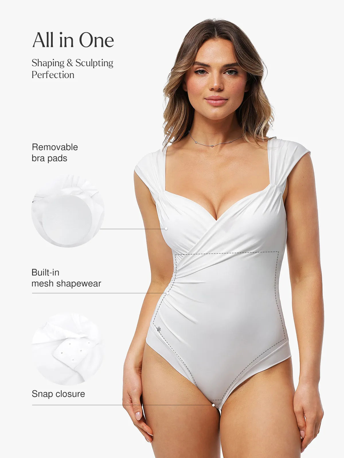 ISOLDE – Draped Cap Sleeve Bodysuit - LivingCurves Blauw / XS