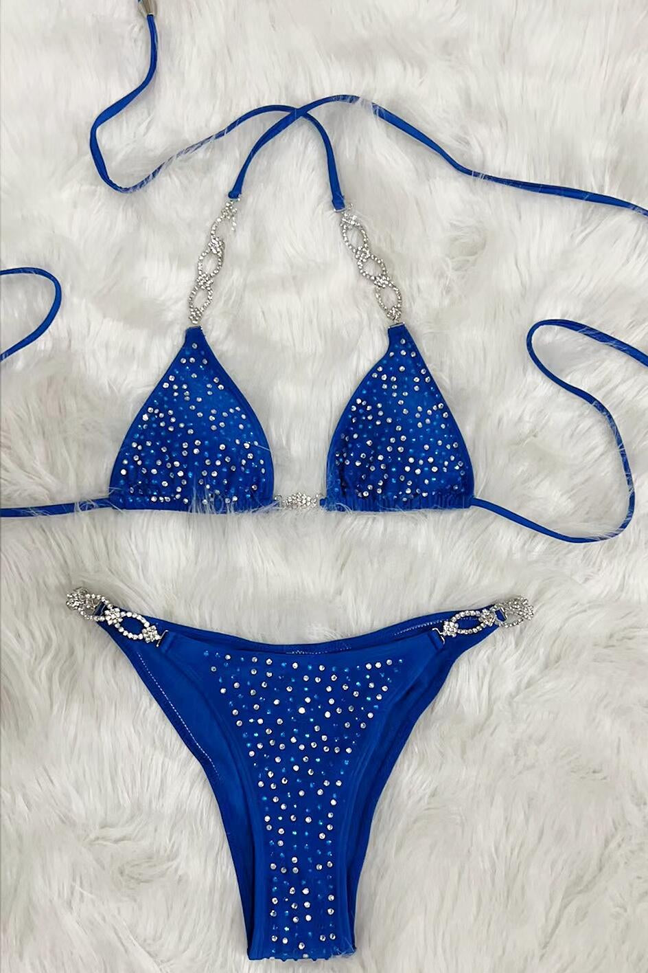 Koningsblauwe Bikini Dames – Set met Glitter Details