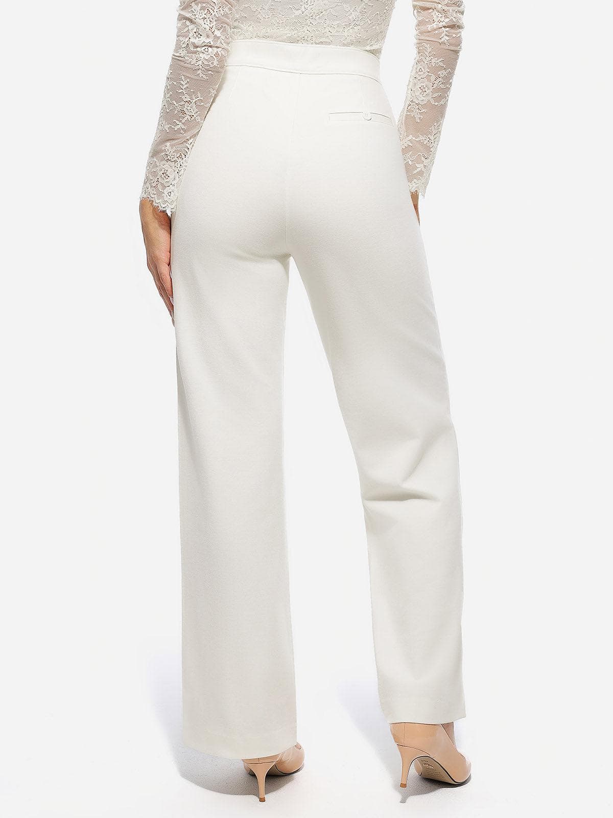 SELENE – Shaping Ponte Wide-Leg Pants - LivingCurves Business Casual Pants Zwart / XS