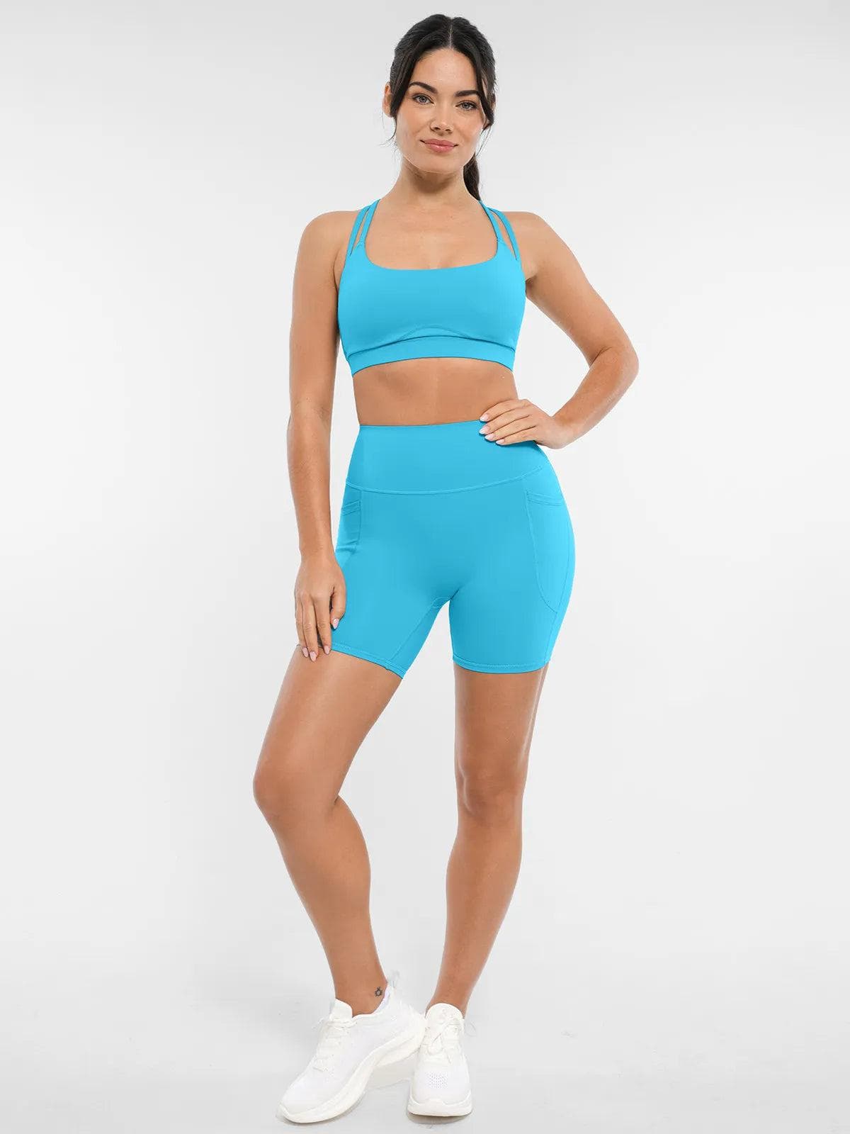 BRXL Cross Strap Sports Bra High-Waisted Shorts Set