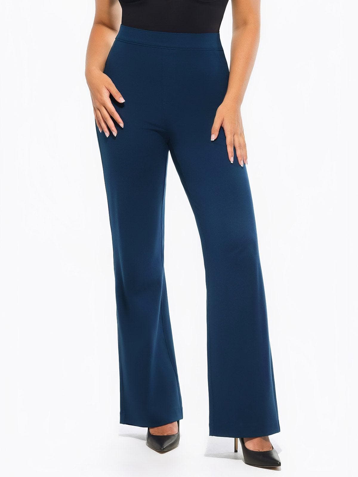 SELENE – Shaping Ponte Wide-Leg Pants - LivingCurves Business Casual Pants Blauw / XS