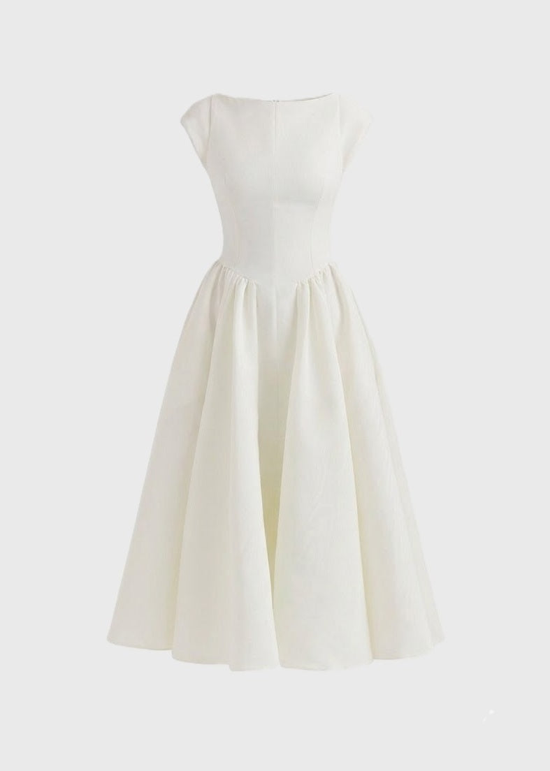 Midi Jurk Mouwloos Dames met Uitlopende Rok