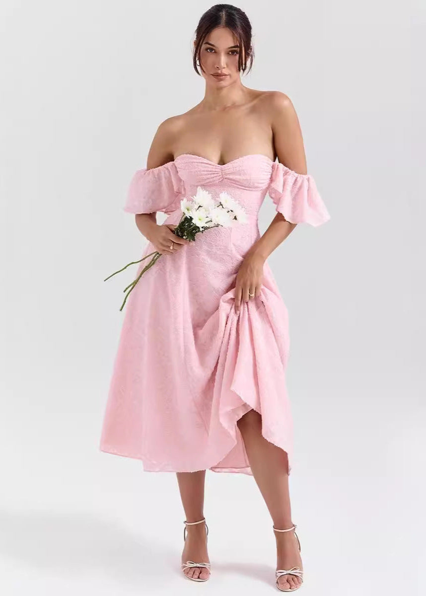 Midi Jurk Halter – Vintage Zomerjurk met Wijde Rok