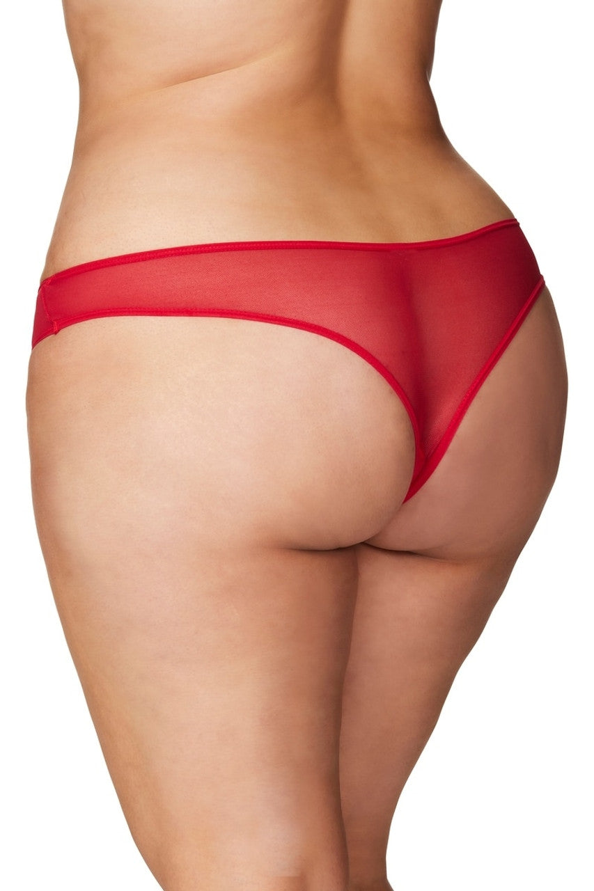 Oh La La Cheri Lingerie Paradise Basic Colors Pearl Crotchless Plus Size Thong Panty 2066X