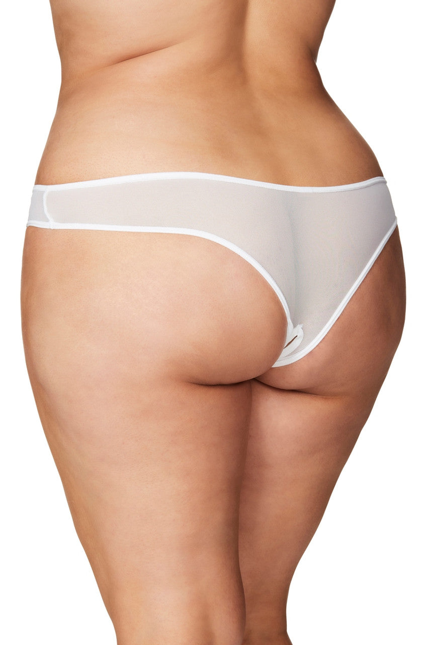 Oh La La Cheri Lingerie Paradise Basic Colors Pearl Crotchless Plus Size Thong Panty 2066X