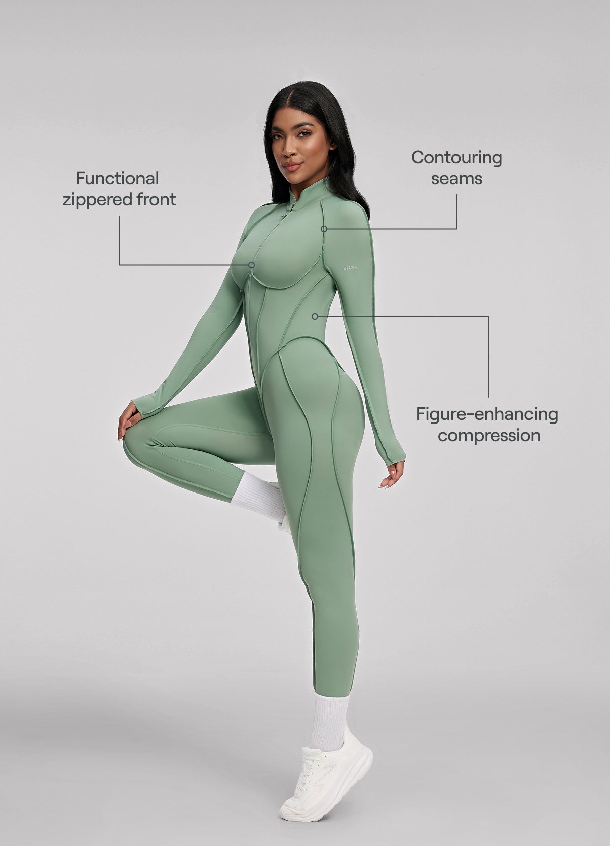 AMÉL – Open Back Jumpsuit - LivingCurves Bodysuit Sage Green / XS