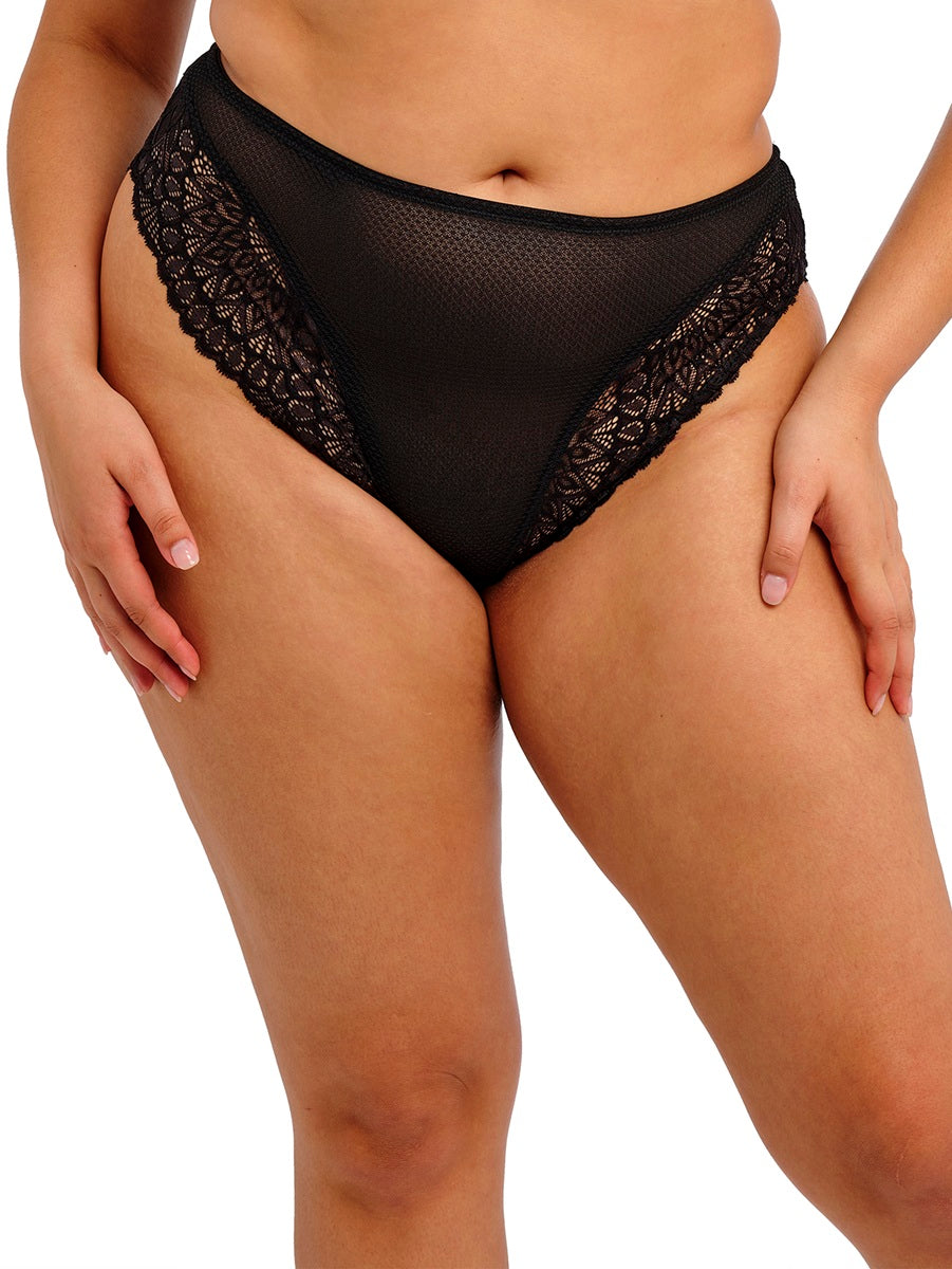 Elomi Tiernie Black High Cut Brief Panty 303350