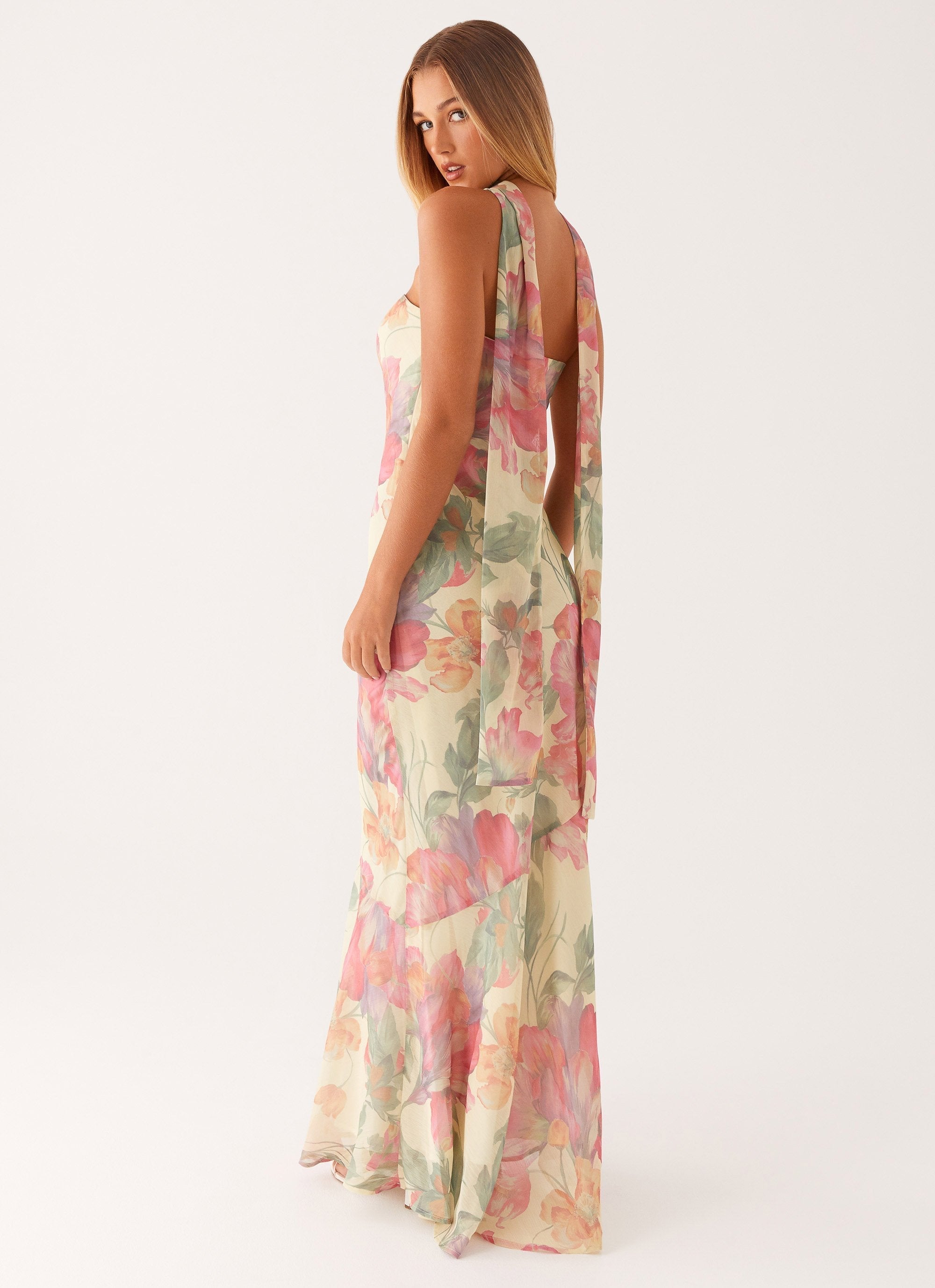Yente Maxi Jurk – Romantische Bloemenprint met Verstelbare Bandjes en V-Hals