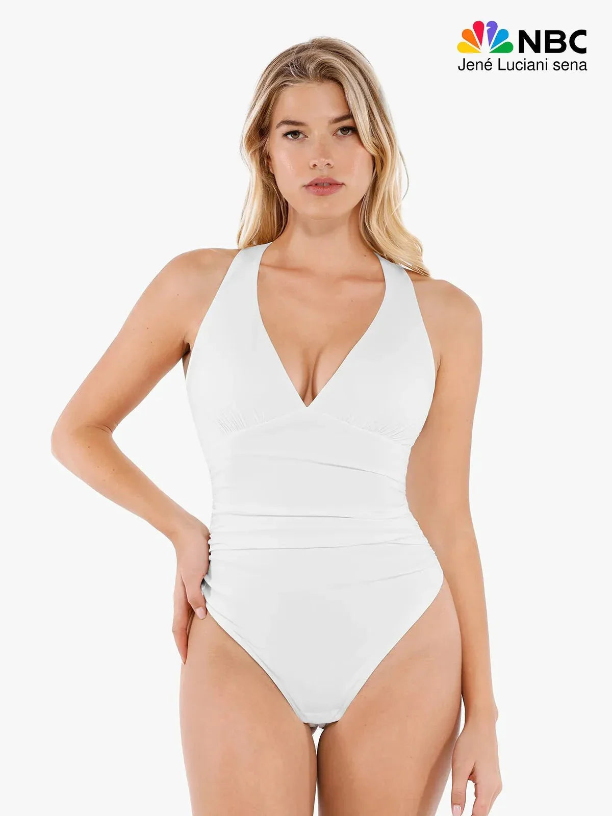 Shapewear Halter Cowl Neck Ruched Tummy Control Bodysuit - LivingCurves Sexy Deep V Tops Body Shaper Vacation Outfits Black / XS