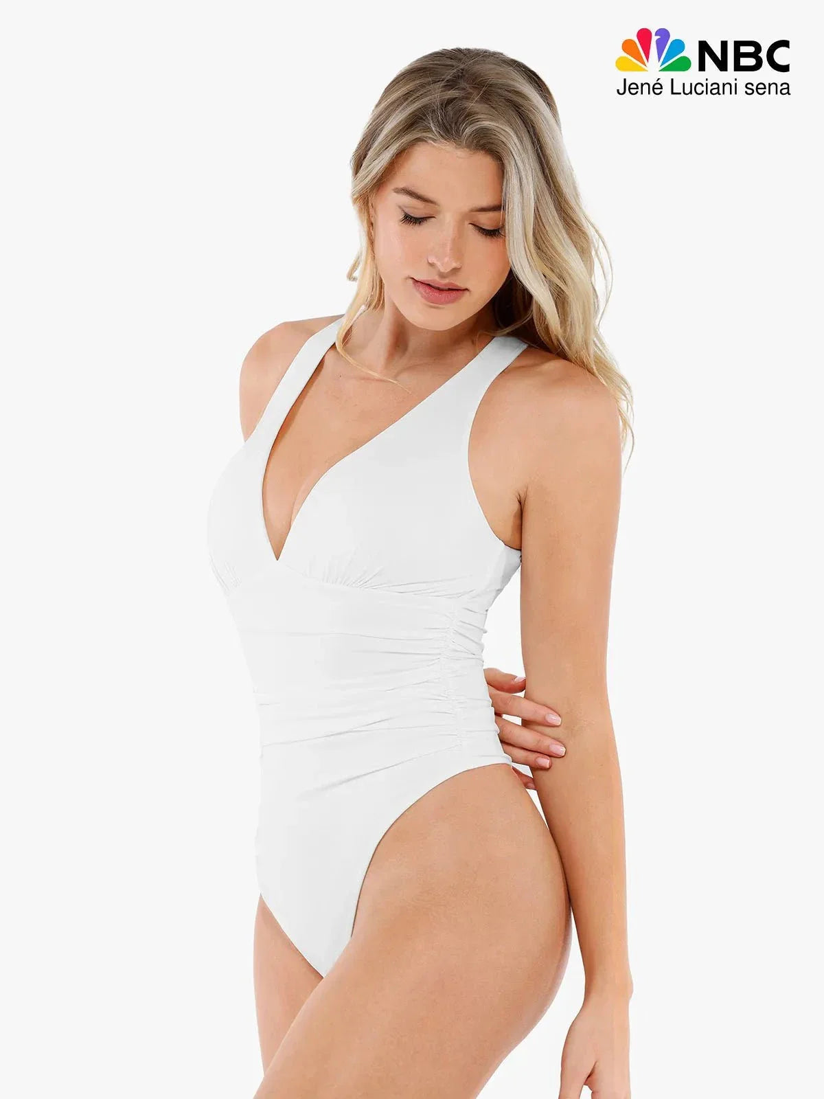 Shapewear Halter Cowl Neck Ruched Tummy Control Bodysuit - LivingCurves Sexy Deep V Tops Body Shaper Vacation Outfits Black / XS