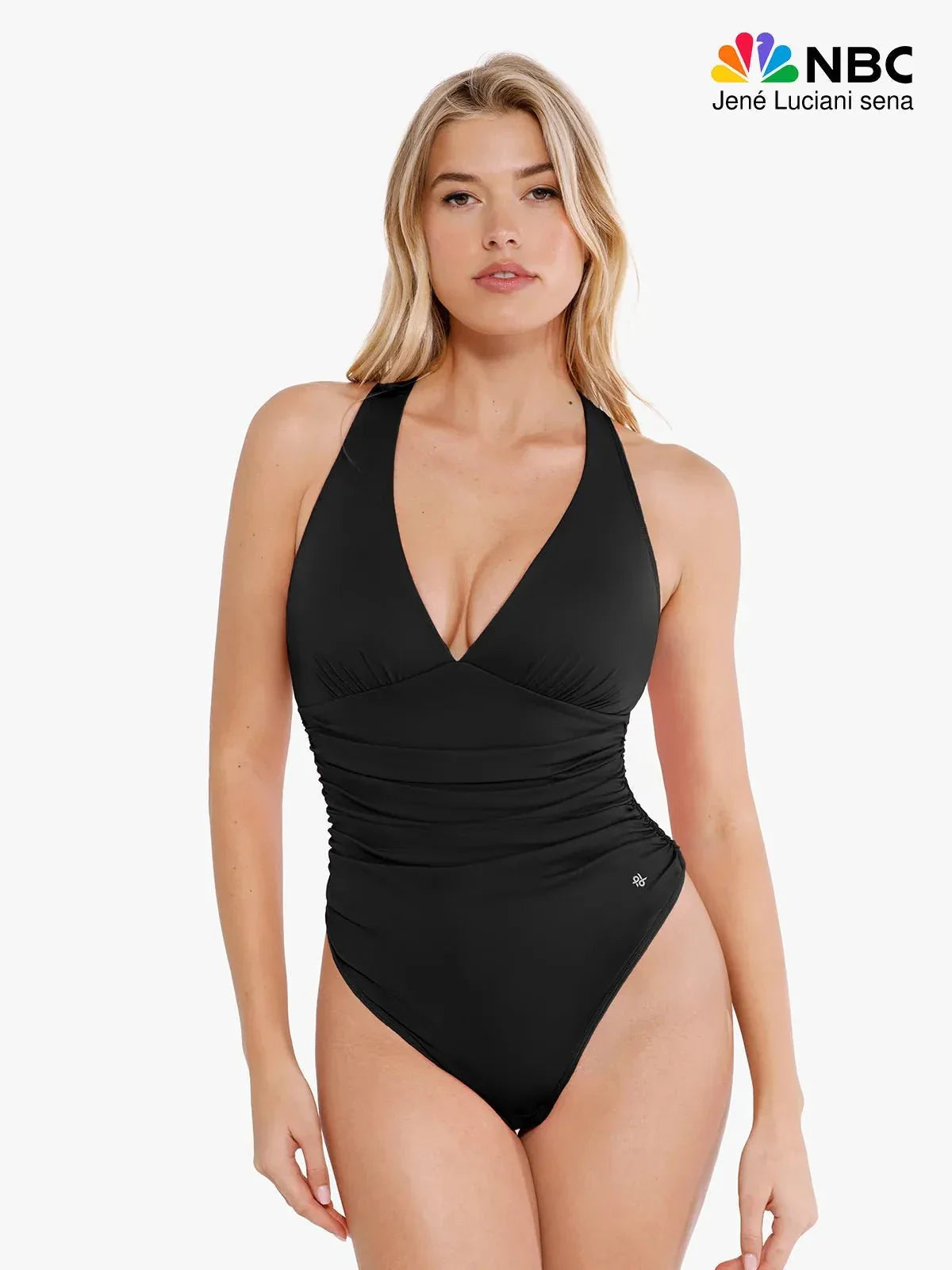 Shapewear Halter Cowl Neck Ruched Tummy Control Bodysuit - LivingCurves Sexy Deep V Tops Body Shaper Vacation Outfits Black / XS