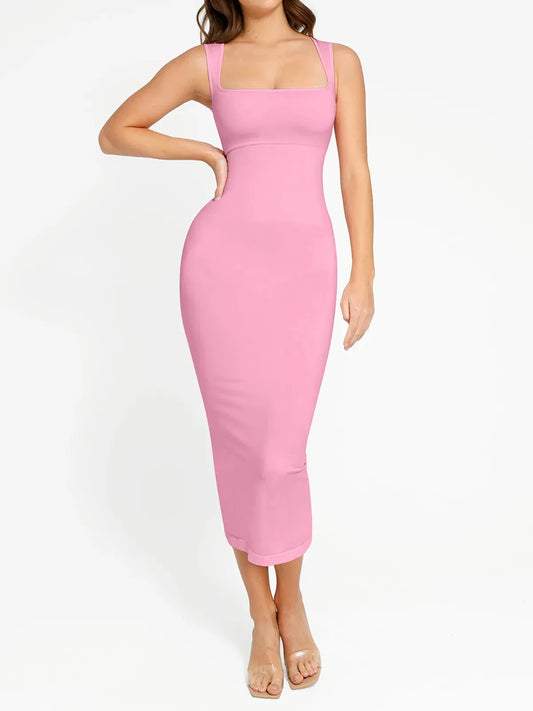 ELLA – Naadloze Slimming Jurk - LivingCurves Roze / XXS