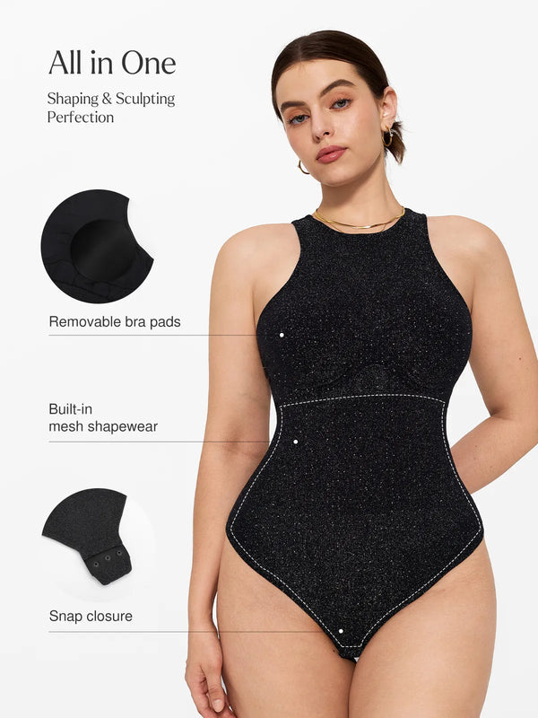 Shapewear Metallic Seamless Tummy-Control Skin-Friendly Bodysuit - LivingCurves Orange Yellow / XS