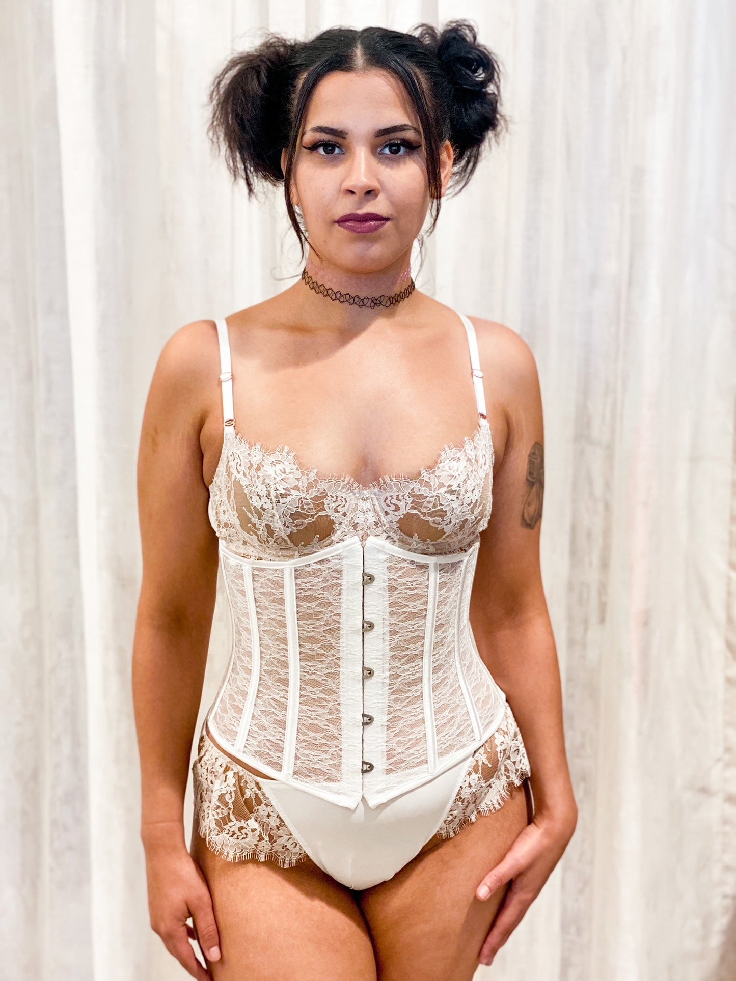 Underbust Black and White Lace Corset