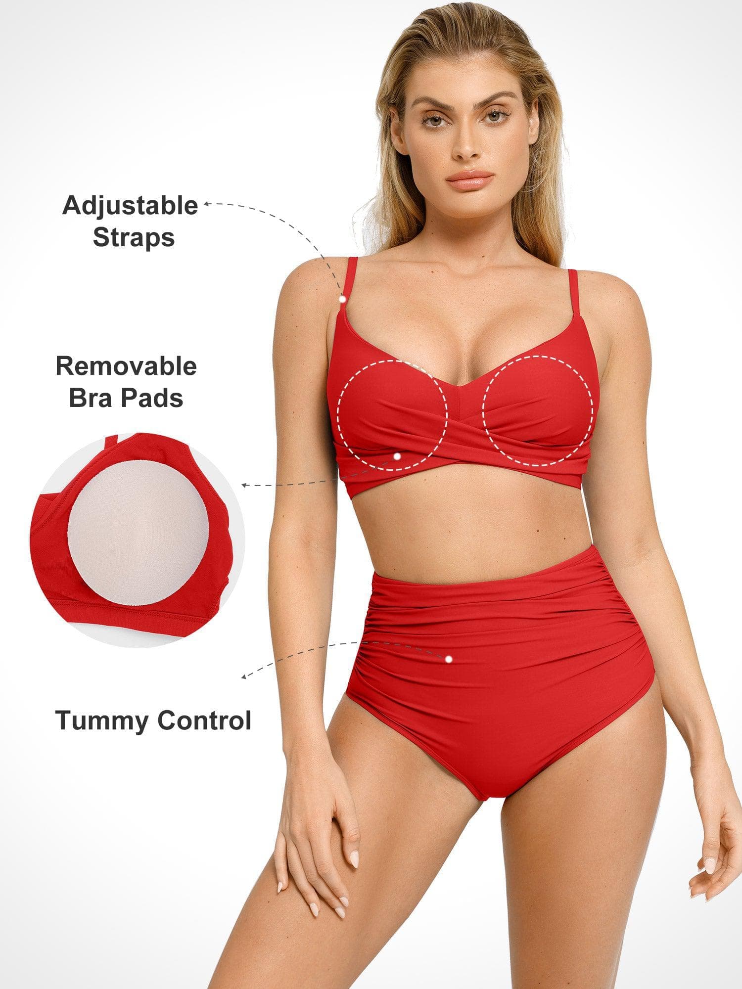 ORALIA – HIGH-WAIST BIKINI TOP - LivingCurves Two-piece Swimsuit Zwart / S