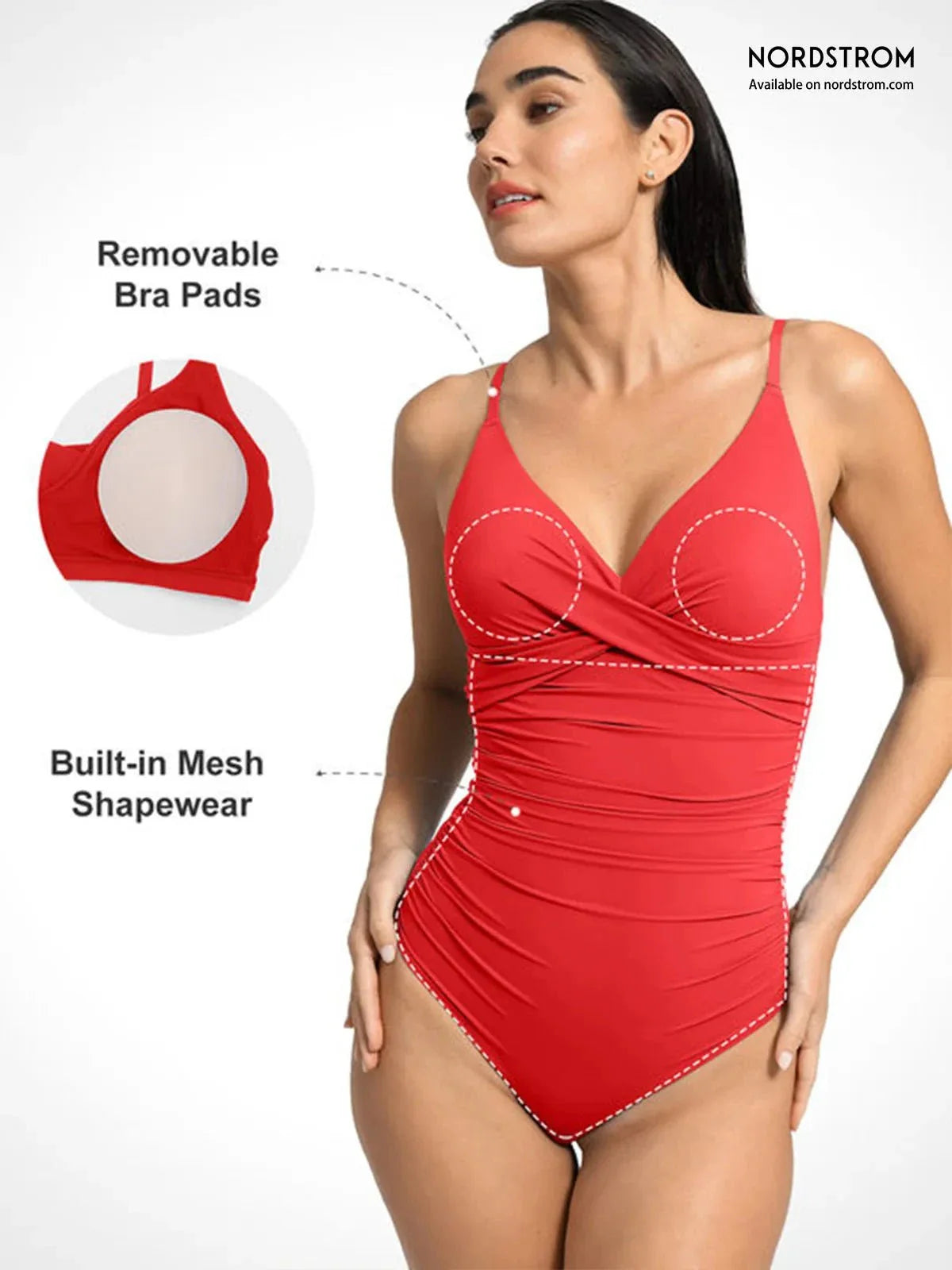 LANA – Shaping Badpak met Cross-Front - LivingCurves Tummy Control Slimming Swimwear Roze / XS