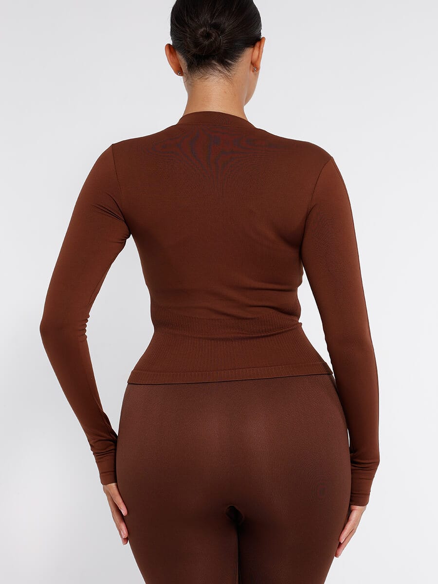 CAIA – Seamless Shaping Top - LivingCurves activewear Dark Brown / S