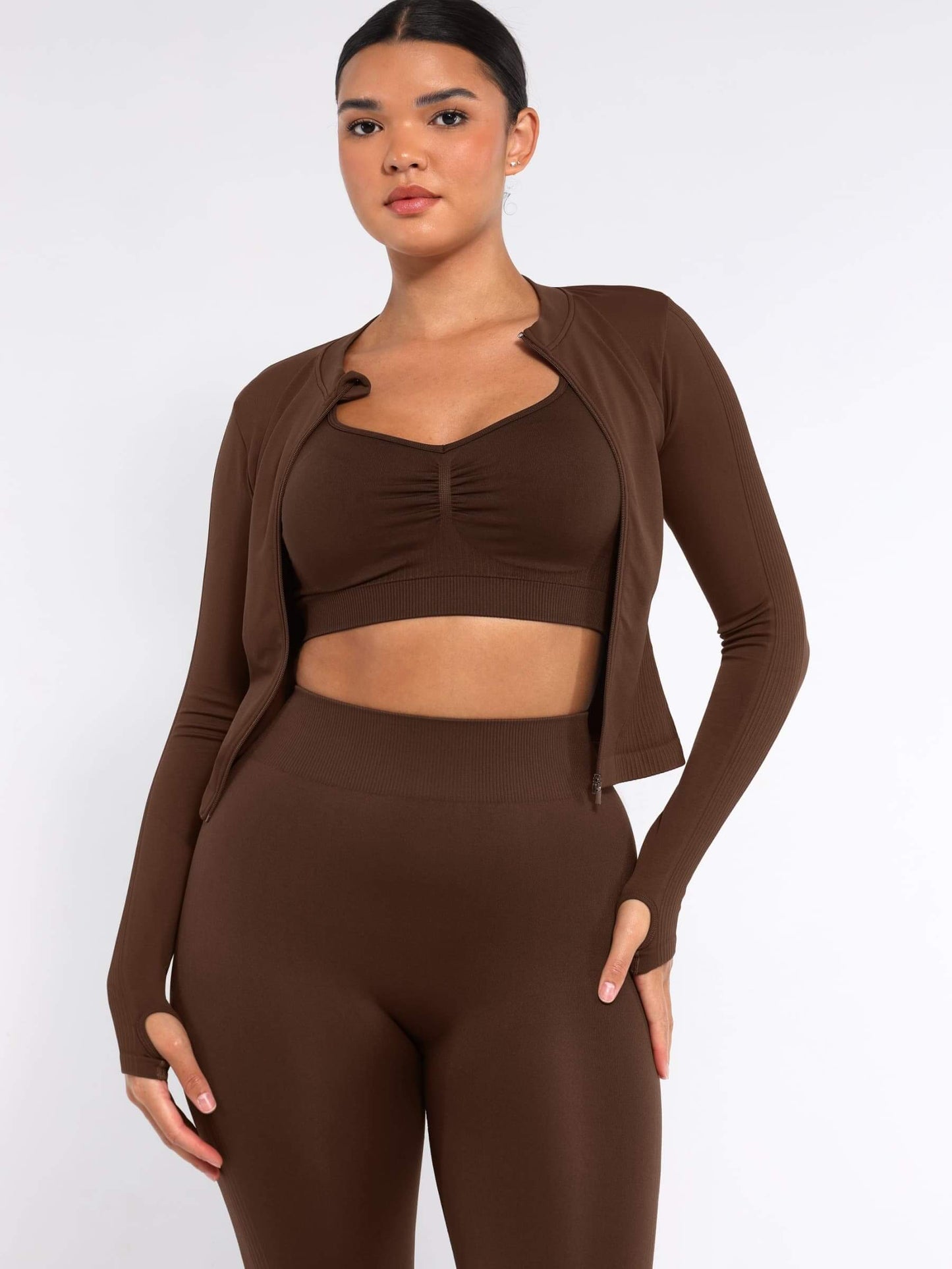 CAIA – Seamless Shaping Top - LivingCurves activewear Dark Brown / S
