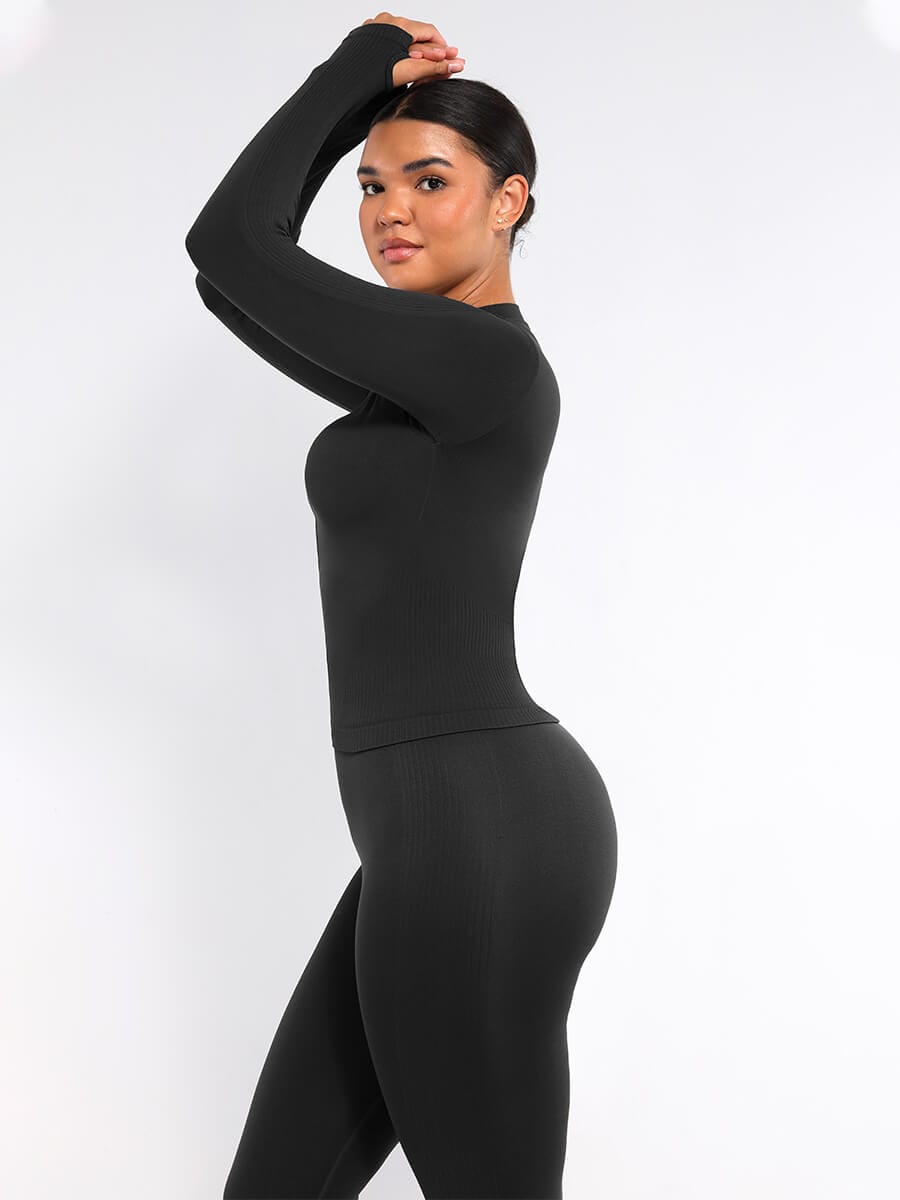 CAIA – Seamless Shaping Top - LivingCurves activewear Dark Brown / S