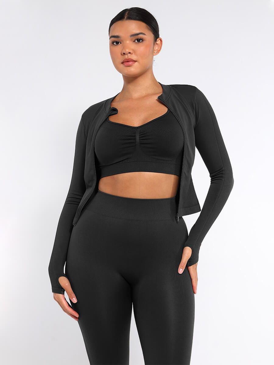 CAIA – Seamless Shaping Top - LivingCurves activewear Dark Brown / S