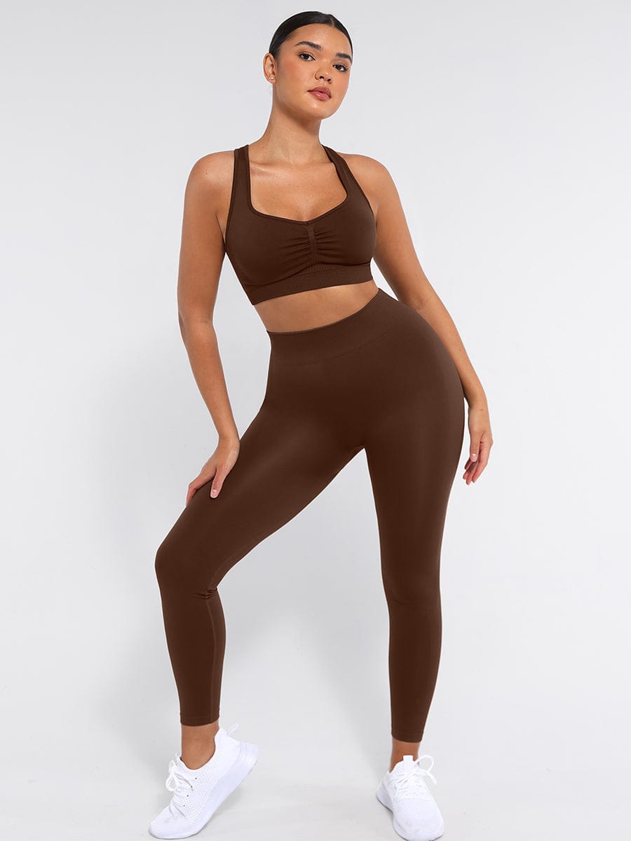 CAIA – Seamless Shaping Top - LivingCurves activewear Dark Brown / S