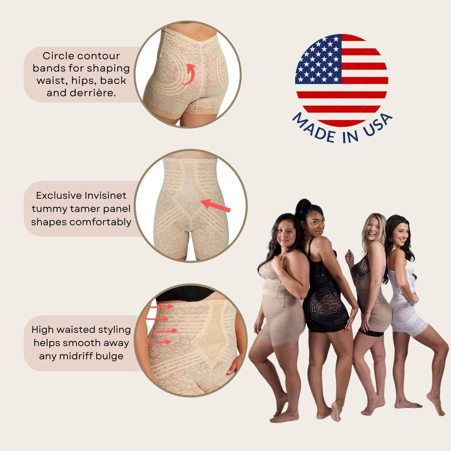 Style 6207 | No Roll High Waist Lace Thigh Slimmer with Extra Firm Support - LivingCurves High Waist Leg Shaper Mokka / S/26