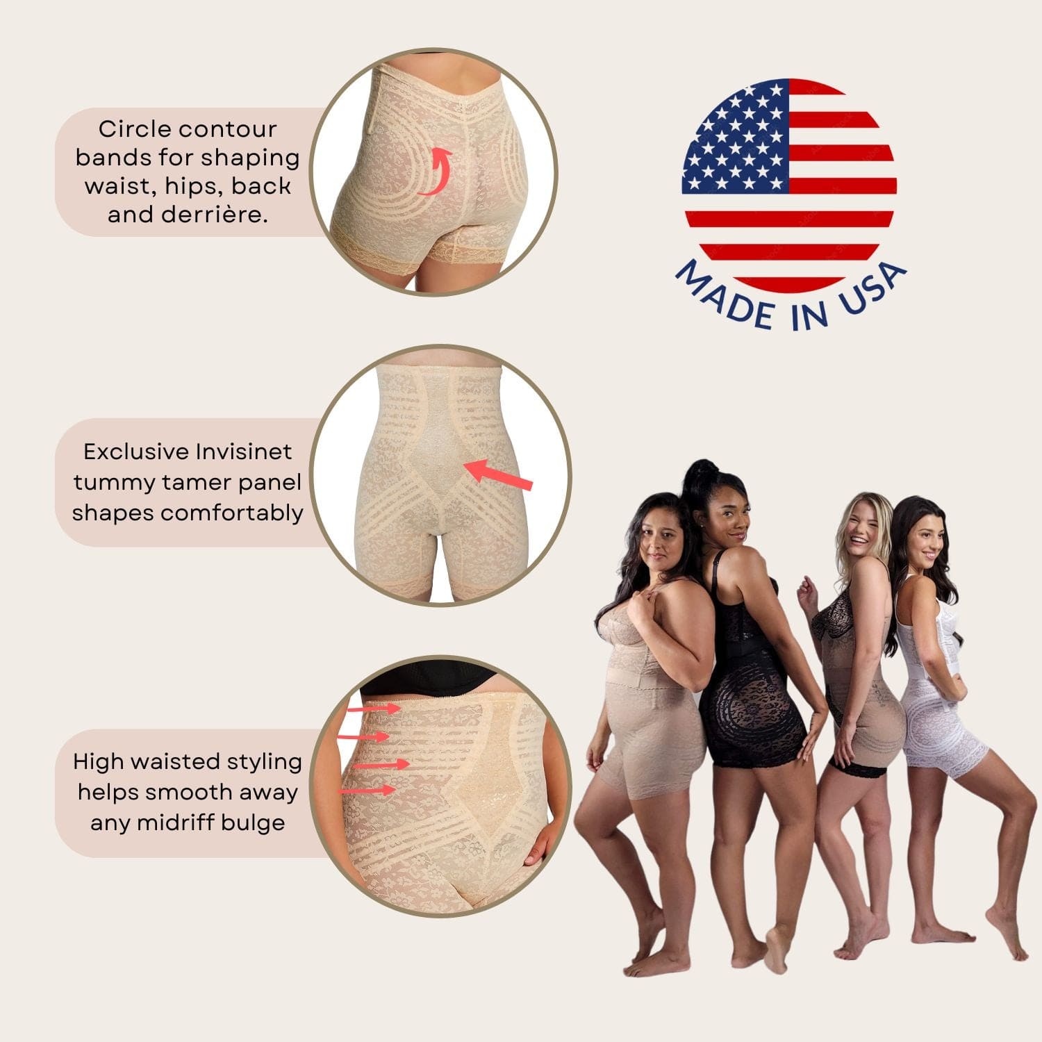 Style 6207 | No Roll High Waist Lace Thigh Slimmer with Extra Firm Support - LivingCurves High Waist Leg Shaper Mokka / S/26