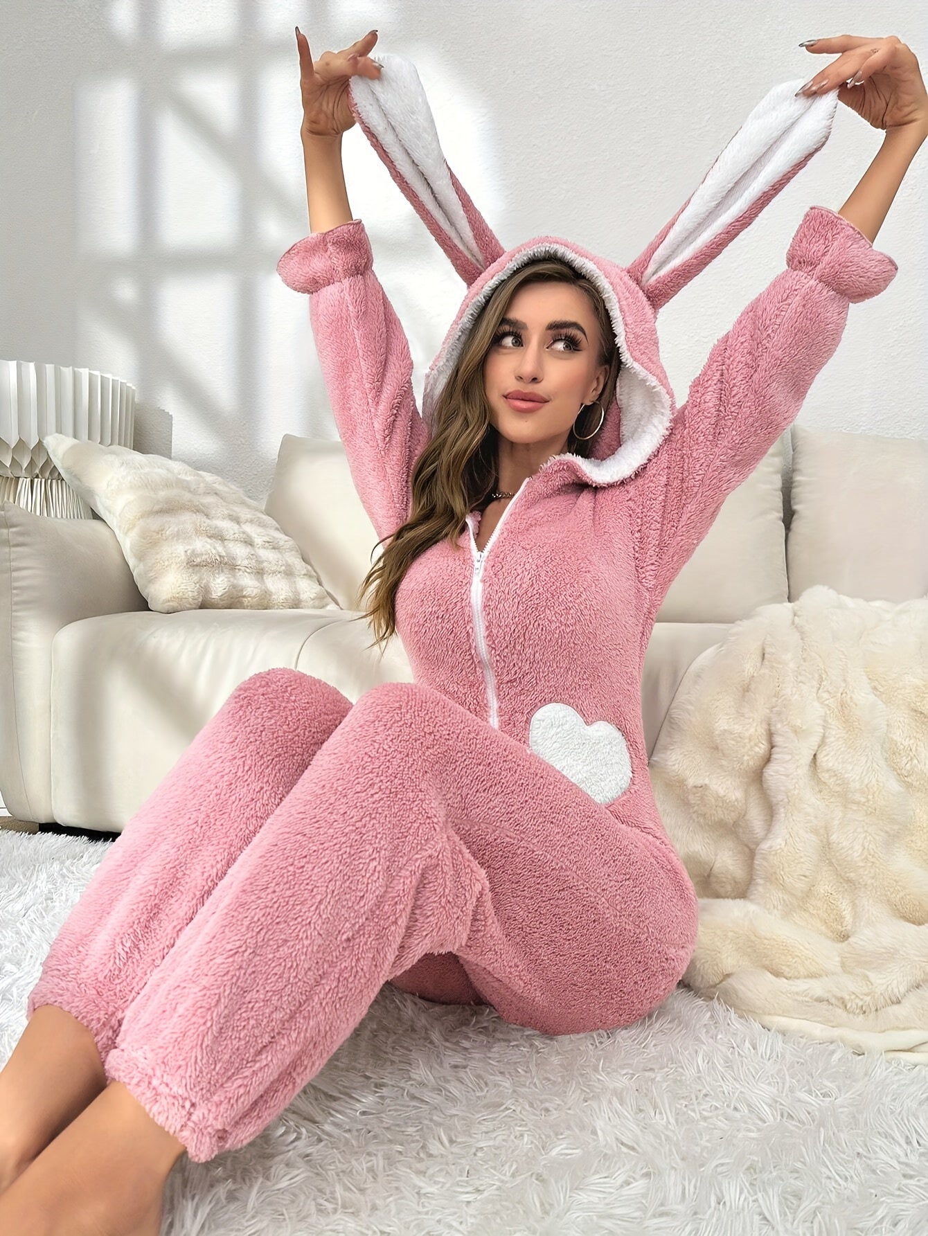 Maud - Schattige Bunny Onesie met Capuchon en Lange Mouwen