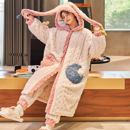 Fleece Flannel Cute Sweet Autumn And Winter Pajamas