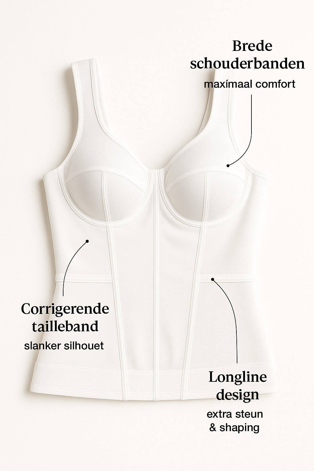 LYRA – Longline Beha met Beugel - LivingCurves Full Figure Underwire Bra White / 34B
