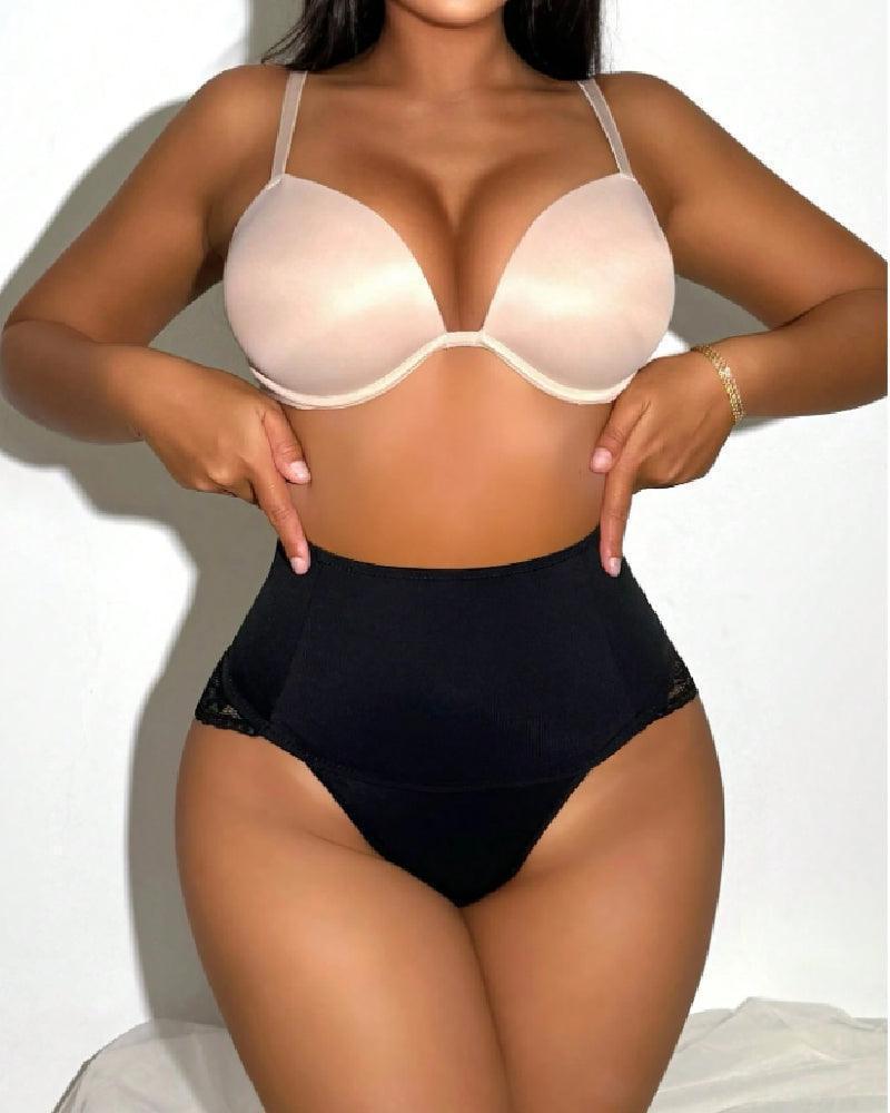 ZYRAH – Hoge Taille Shapewear String - LivingCurves Zwart / S
