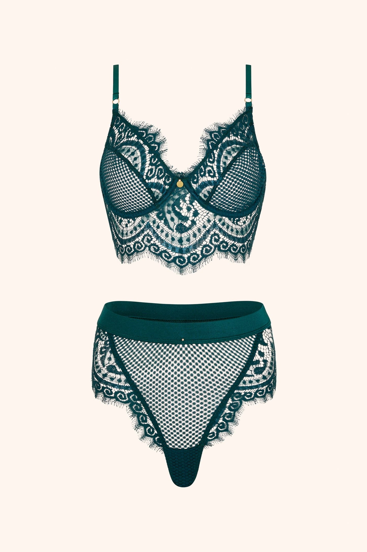 Full on Glam – Ongewatteerde Longline Bh in Emerald