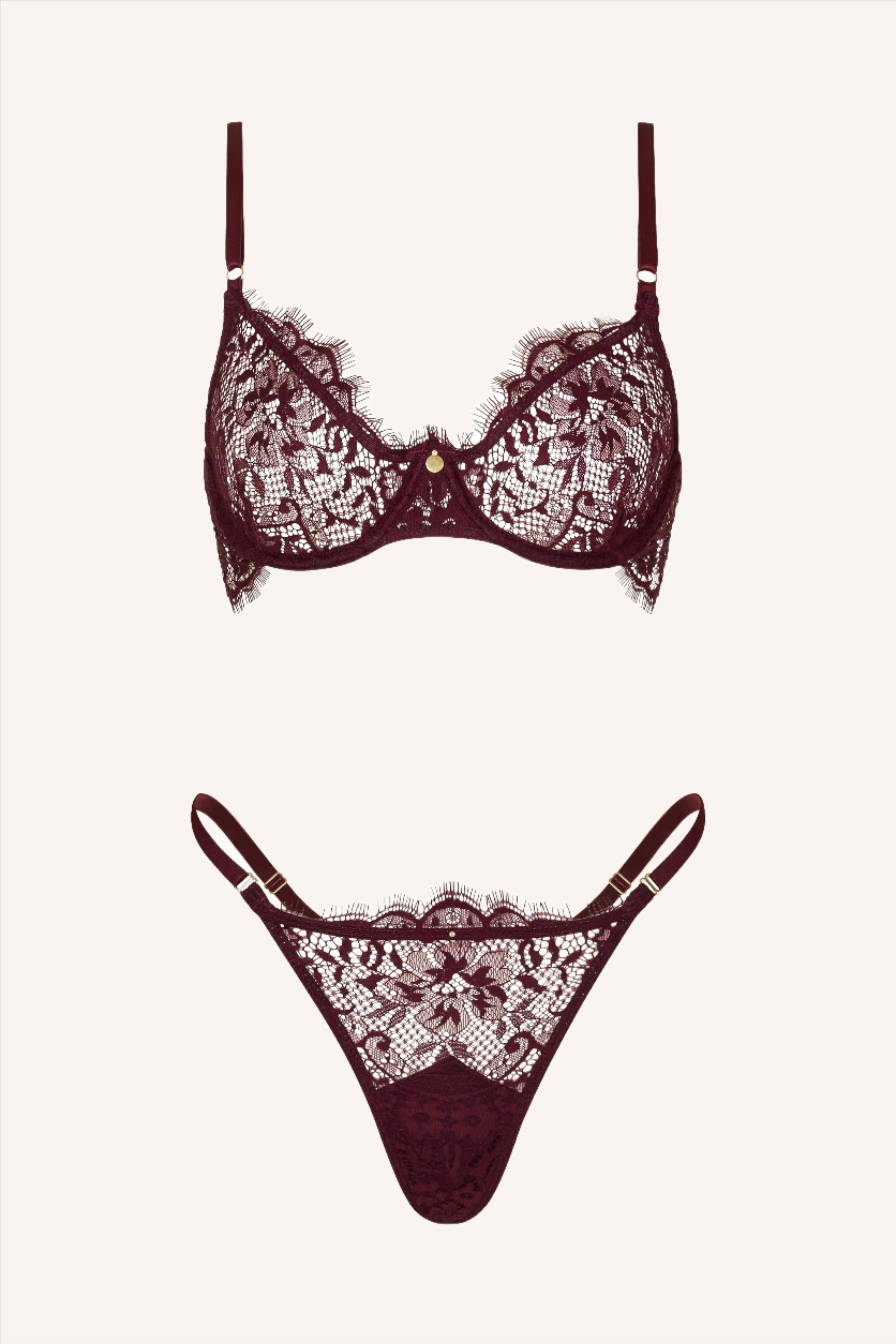 DAINTY – Burgundy Lace BH