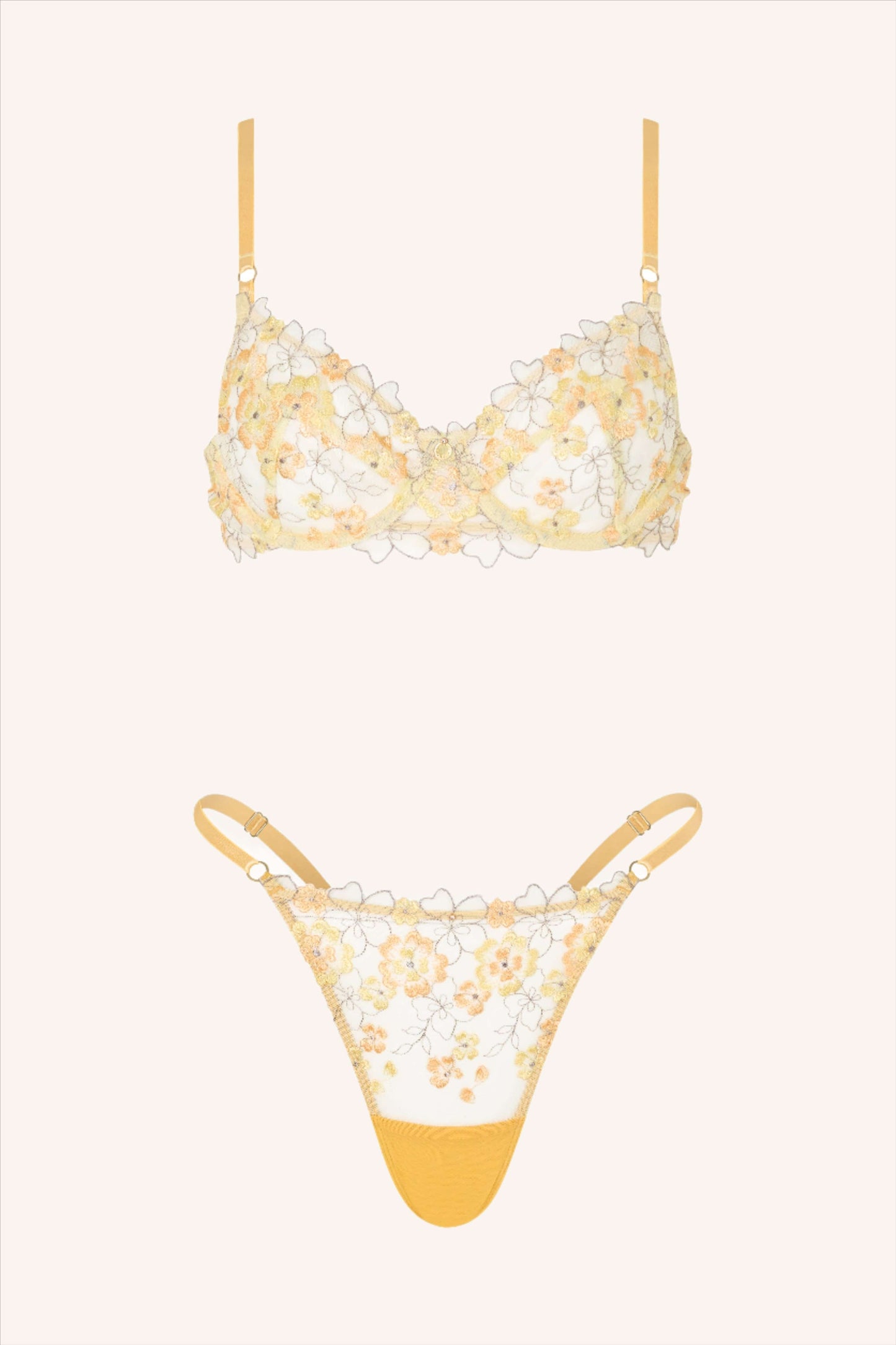 Blossom – Geborduurde Beugelbh met Gele Bloemen