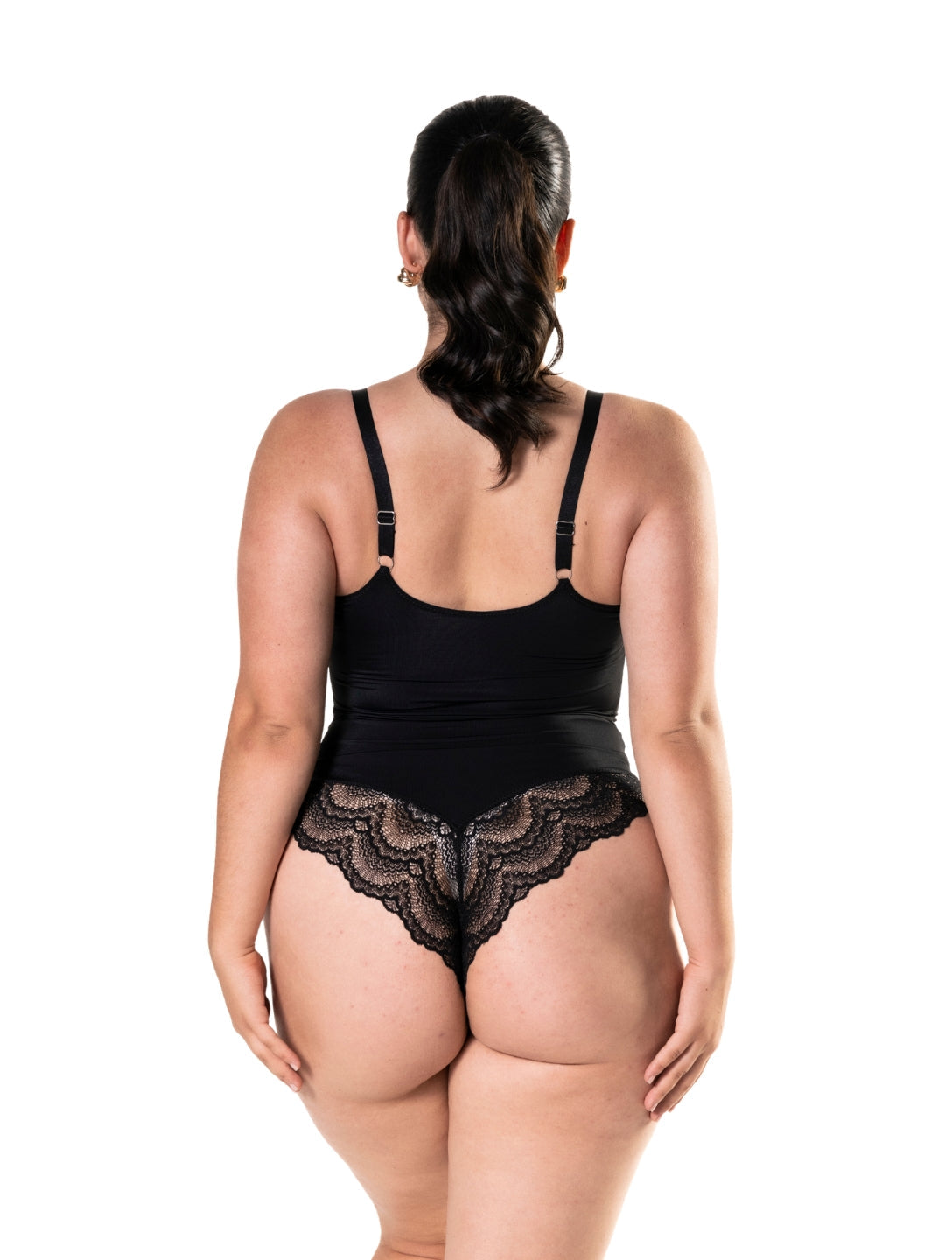 LUNARA – Half Lace Bodysuit - LivingCurves Bruin / S