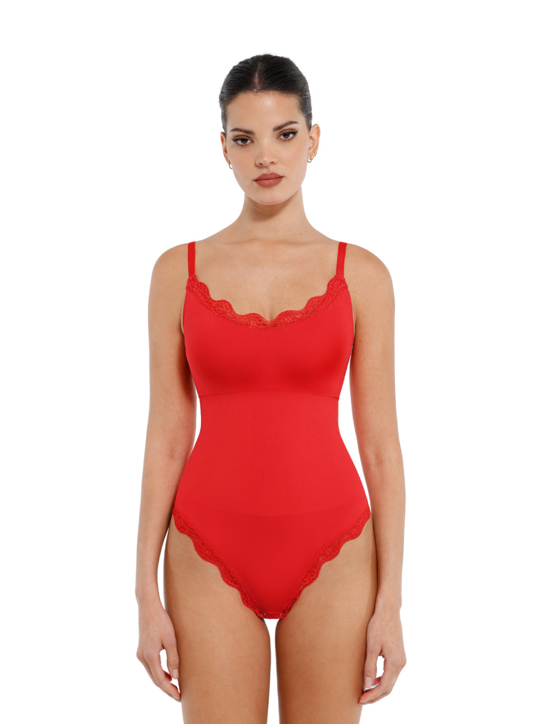 IVA – Naadloze Bodysuit met Kant & String - LivingCurves Rood / XS/S