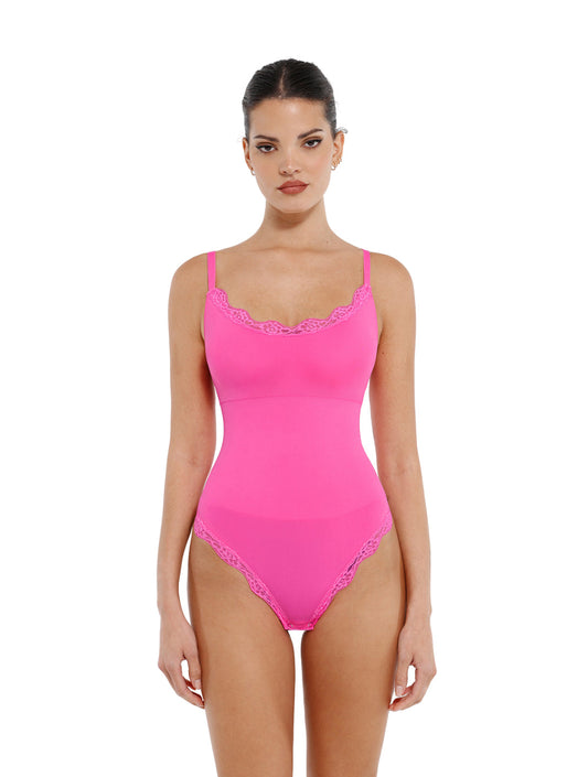 IVA – Naadloze Bodysuit met Kant & String - LivingCurves Roze / XS/S