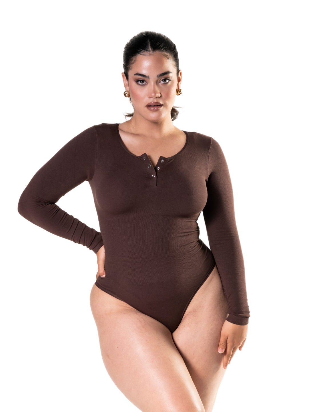 IVA – Naadloze Bodysuit met Lange Mouw - LivingCurves Bruin / XS/S