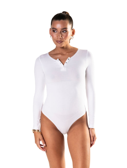IVA – Naadloze Bodysuit met Lange Mouw - LivingCurves Wit / XS/S