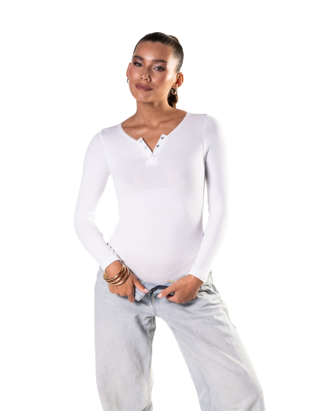 IVA – Naadloze Bodysuit met Lange Mouw - LivingCurves Wit / XS/S