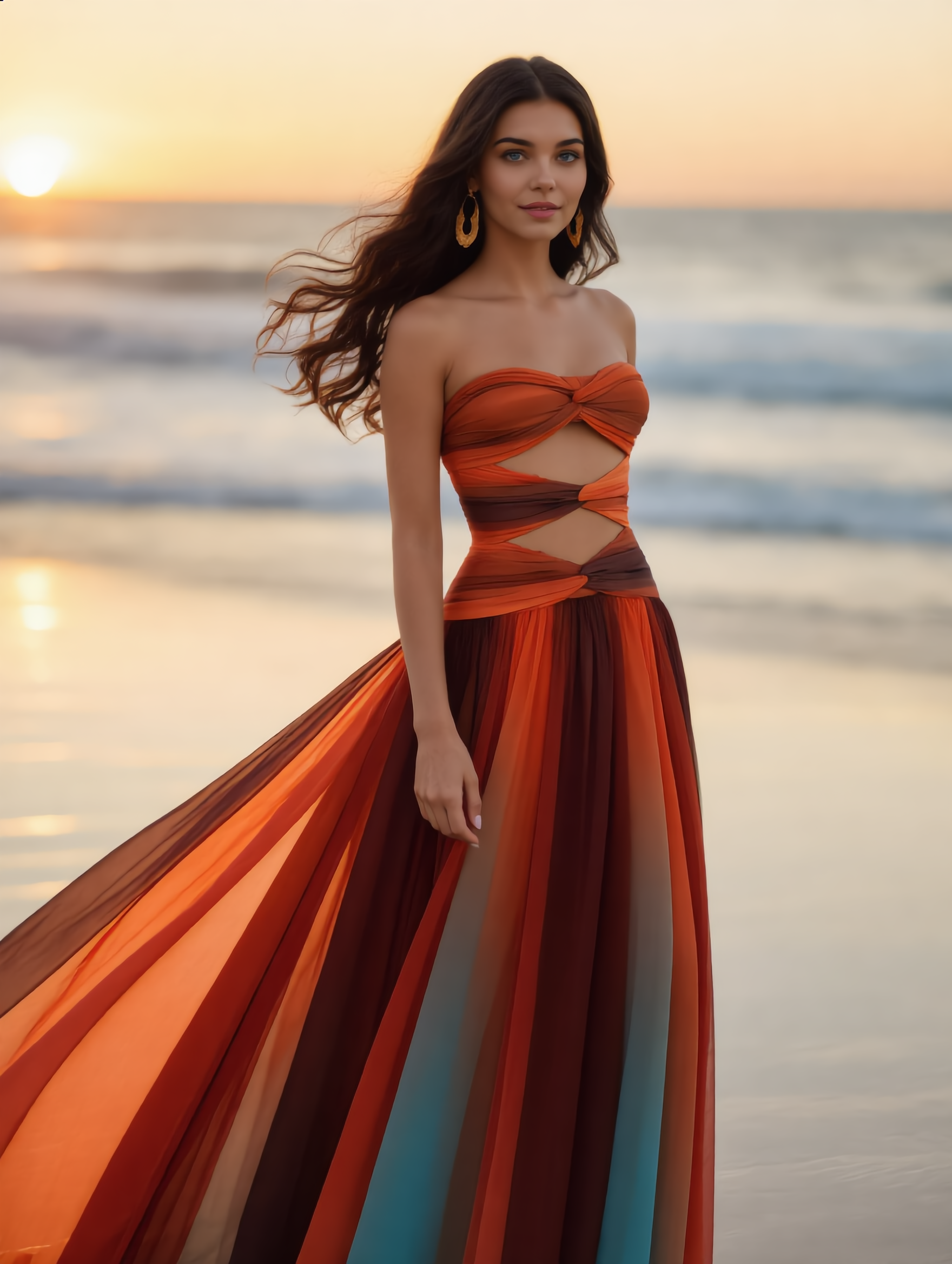 Strapless Maxi Jurk Dames met Cut-Out Design