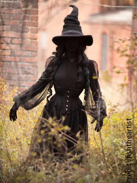 WITCH Corset – Zwart Halloween Korset voor Heks Outfit & Club Look